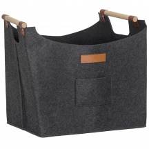 VivaGarden W695CG Borsa in Feltro Portalegna da Interno con Manici in Legno 45x32x40 cm