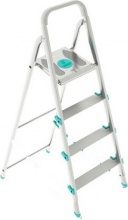 Xtra S107A03W Scala Alluminio Scaletto 3 gradini Domestico Piedini Antiscivolo
