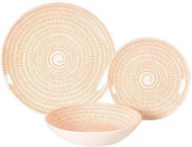 Xtra WK18711 Servizio Piatti 18 Pezzi in Porcellana Spirale colore Mattone
