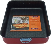 Zanetti 460930 Teglia Forno Lasagnera Antiaderente in Alluminio 30x22 cm Rosso Dolomiti