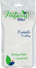 Bibo 6641790 BIBO 15 Forchette In Bioplastica Bianchi