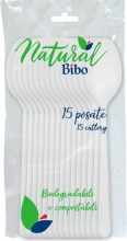 Bibo 6650790 BIBO 15 Cucchiai In Bioplastica Bianchi