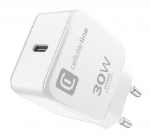 Cellularline ACHIPHUSBCPD30WW Caricatore 30W da Rete Usb-C Bianco
