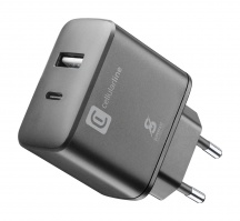 Cellularline ACHSMUSB2PD25WK Caricabatterie da Rete 2 Porte Usb e Usb-C