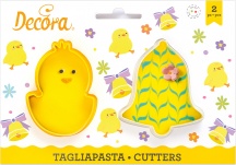 Decora C0255073 Stampo per Dolci Tagliapasta Pulcino e Campana in Plastica 2 Pezzi Giallo