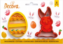 Decora DEC0255060 Stampo per Dolci Tagliapasta Coniglio e Uovo Decorato in Plastica 2 Pezzi