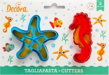 Decora DEC0255135 Stampo per Dolci Tagliapasta Sea Life in Plastica Set 2 Pezzi 8 - 8,7 cm