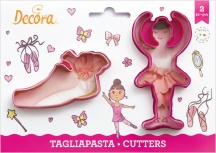 Decora DEC0255196 Stampo Dolci Tagliapasta Ballerina e Scarpetta Plastica 2 pz 59 cm Rosa