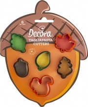 Decora DEC0255213 Stampo per Dolci Tagliapasta Mini Foglie Autunnali in Plastica Set 6 Pz