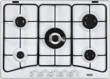 De Longhi YBF 57 ASV Piano cottura 5 Fuochi incasso a gas 70 cm Bianco Smaltato