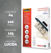 fellowes 5307407 Confezione 100 Pouches Lucide Capture125A4