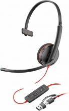 HP 8X214AA Poly Blackwire 3210 Cuffia ad Archetto, Cablato, con Microfono, USB-C, Nero