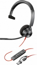 HP 8X215AA Blackwire 3310 Cuffia ad Archetto, Cancellazione del Rumore, USB-C, Nero