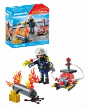 playmobil 71826 Pompiere con Pompa DAcqua Playset per Bambini da 7+ anni