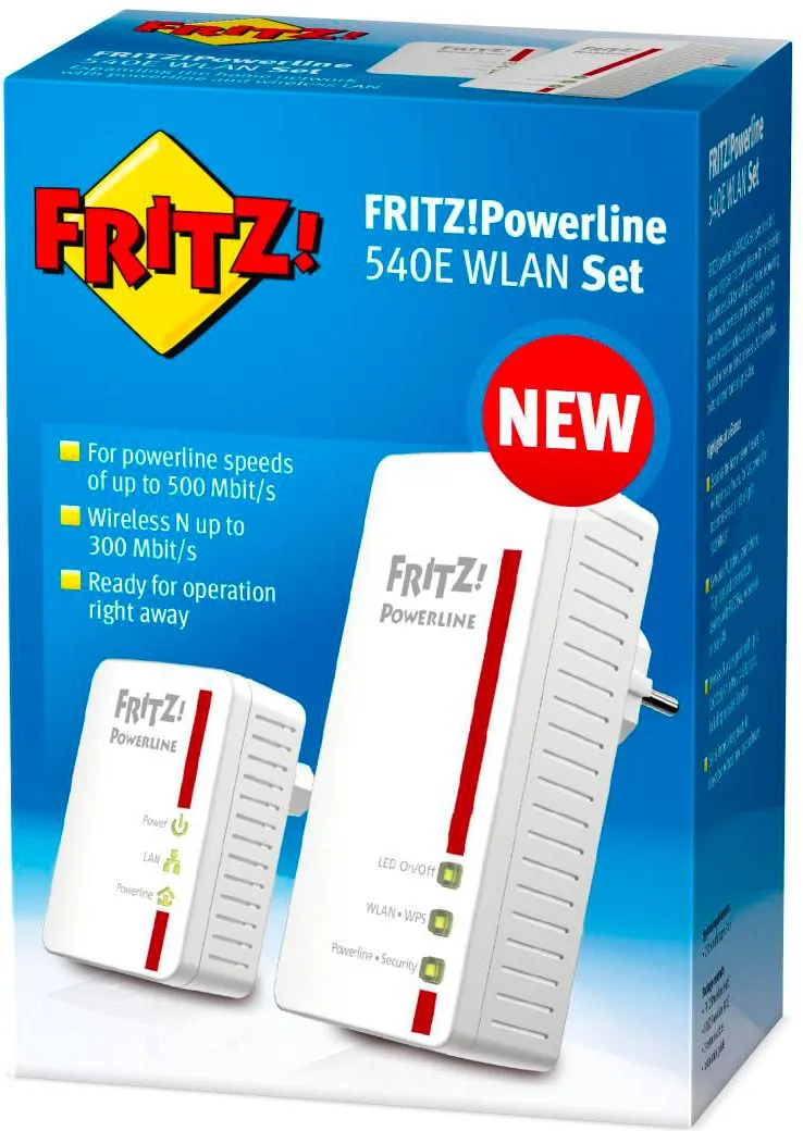 AVM Avm Fritz Powerline 540E WLAN Set Velocità Fino a 500 Mbit/s 
