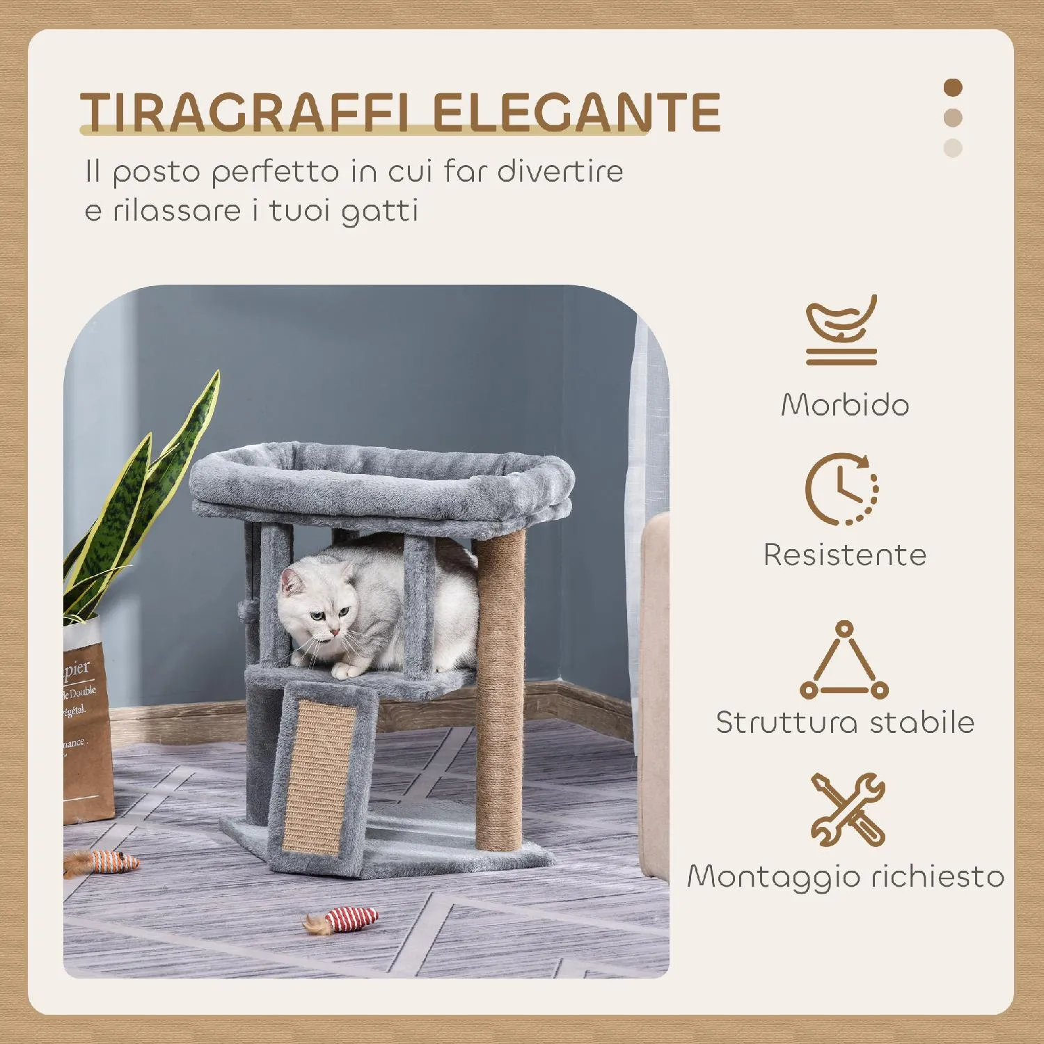 Tiragraffi Legno Peluche Albero Tiragraffi PawHut Per Gatti - Con Casetta, Lettino E Pallina, Legno E Peluche, 44x33x61 Cm, Verde - Per Gatti Fino 5kg Albero Con Casetta Lettino - 10