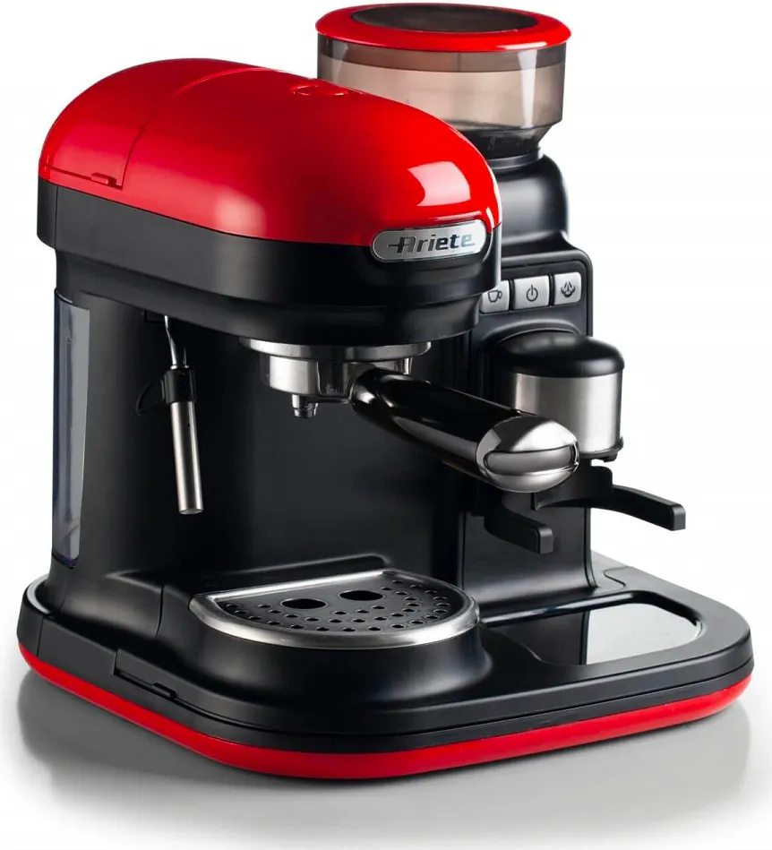 Ariete Macchina Caffè Espresso Manuale con Erogatore di Vapore Sistema di  ricarica Macinato in Polvere 2 Tazze colore Rosso - 1318 Serie Moderna