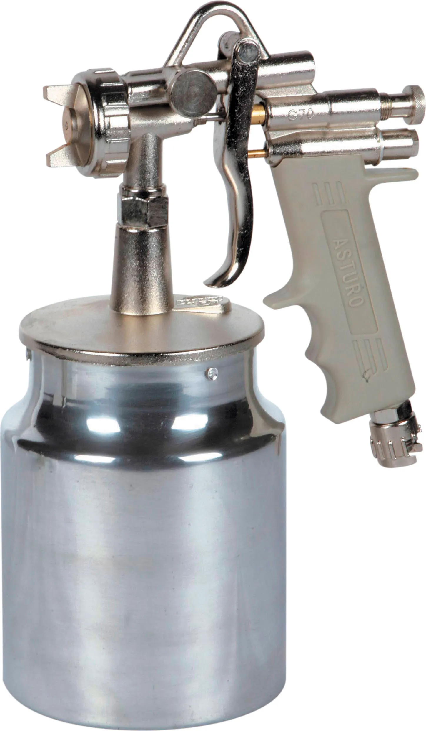Asturo Aerografo per Verniciare Pistola a Spruzzo con Serbatoio in  Alluminio Capacità 1 Litro Ugello ø 1.8 mm Getto a Rosa e Ventaglio - G  70/IL