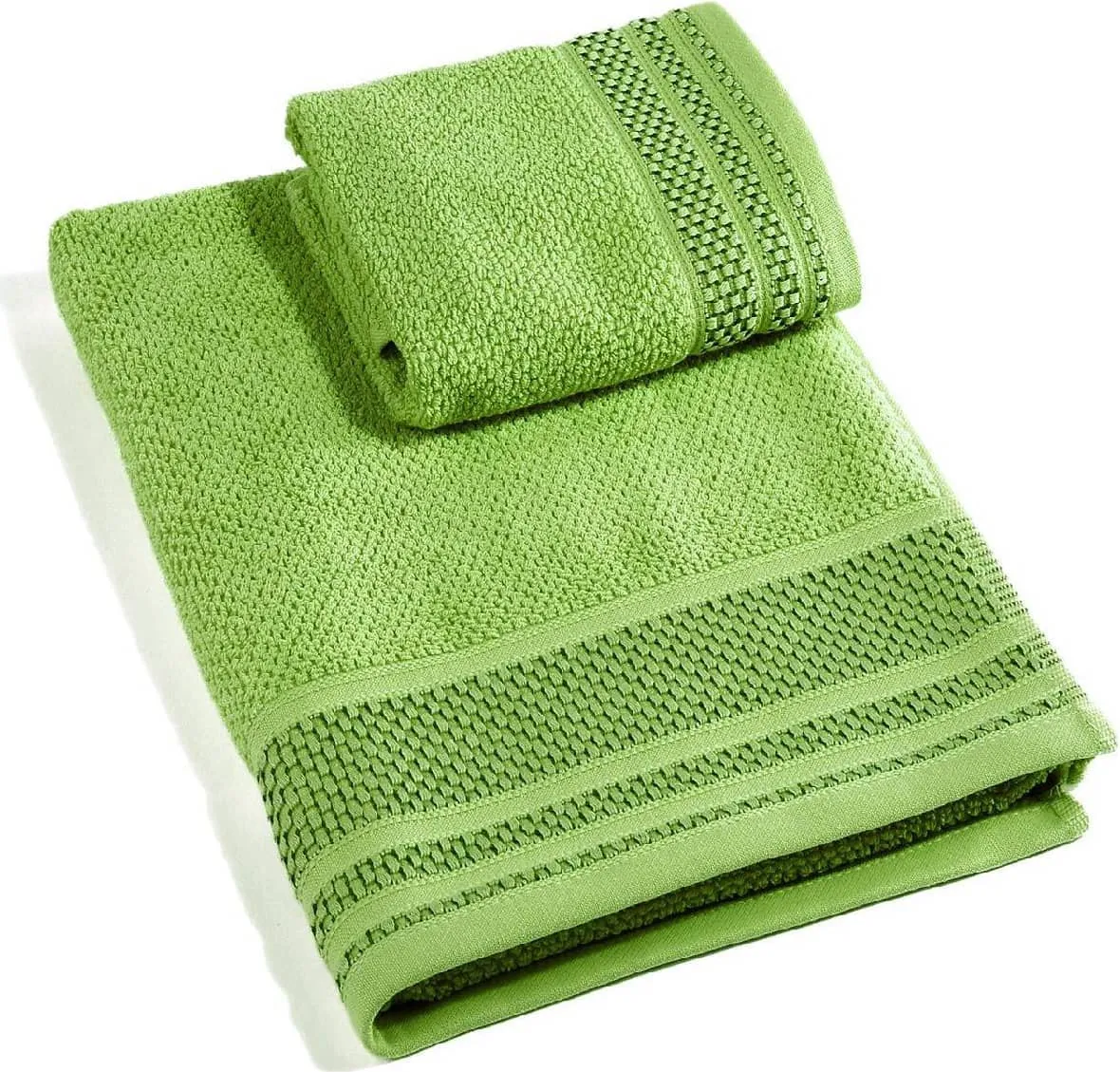 Set Asciugamani Bagno 1+1 in Spugna di Cotone colore Verde Mela - Gim