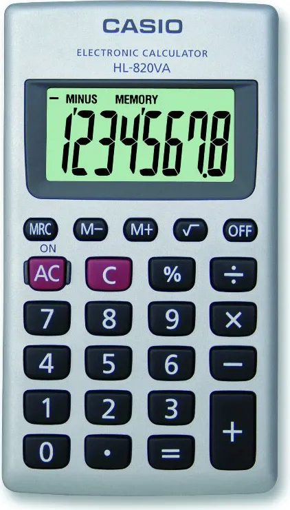 Casio Calcolatrice tascabile 8 Cifre Colore Argento - HL-820 VA