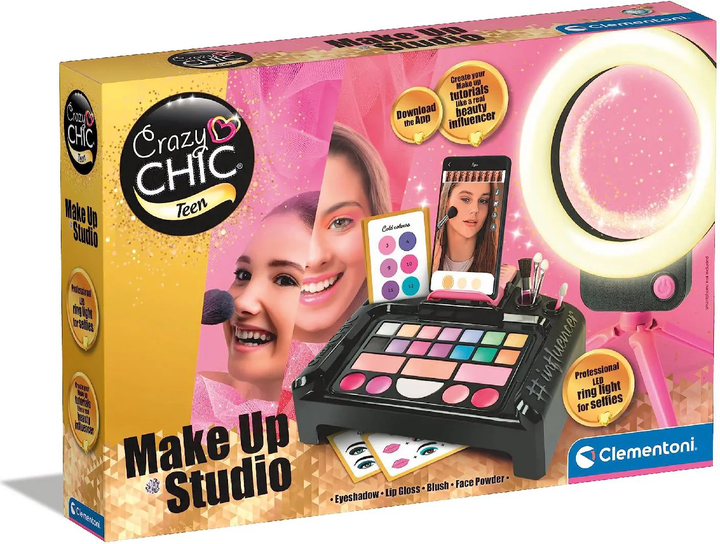 Clementoni Crazy Chic Make Up Studio - Trousse con Trucchi Lavabili e  Pennelli Professionali Set Cosmetici Bambina Gioco Creativo Giocattolo per  Bambina da 10+ Anni - 18744