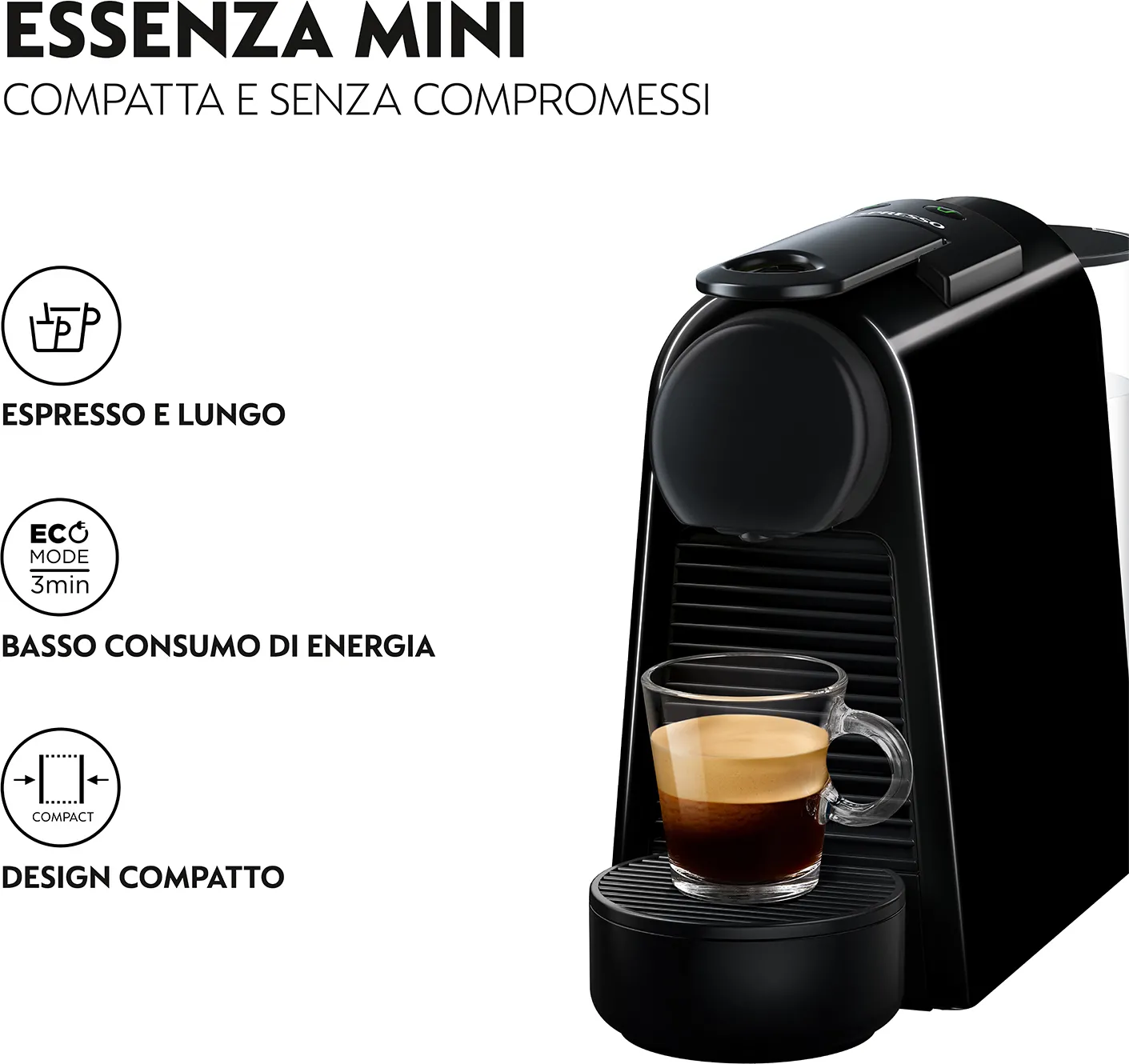 De Longhi Essenza Mini EN85.B Macchina Caffè Nespresso Capsule in Offerta  su Prezzoforte