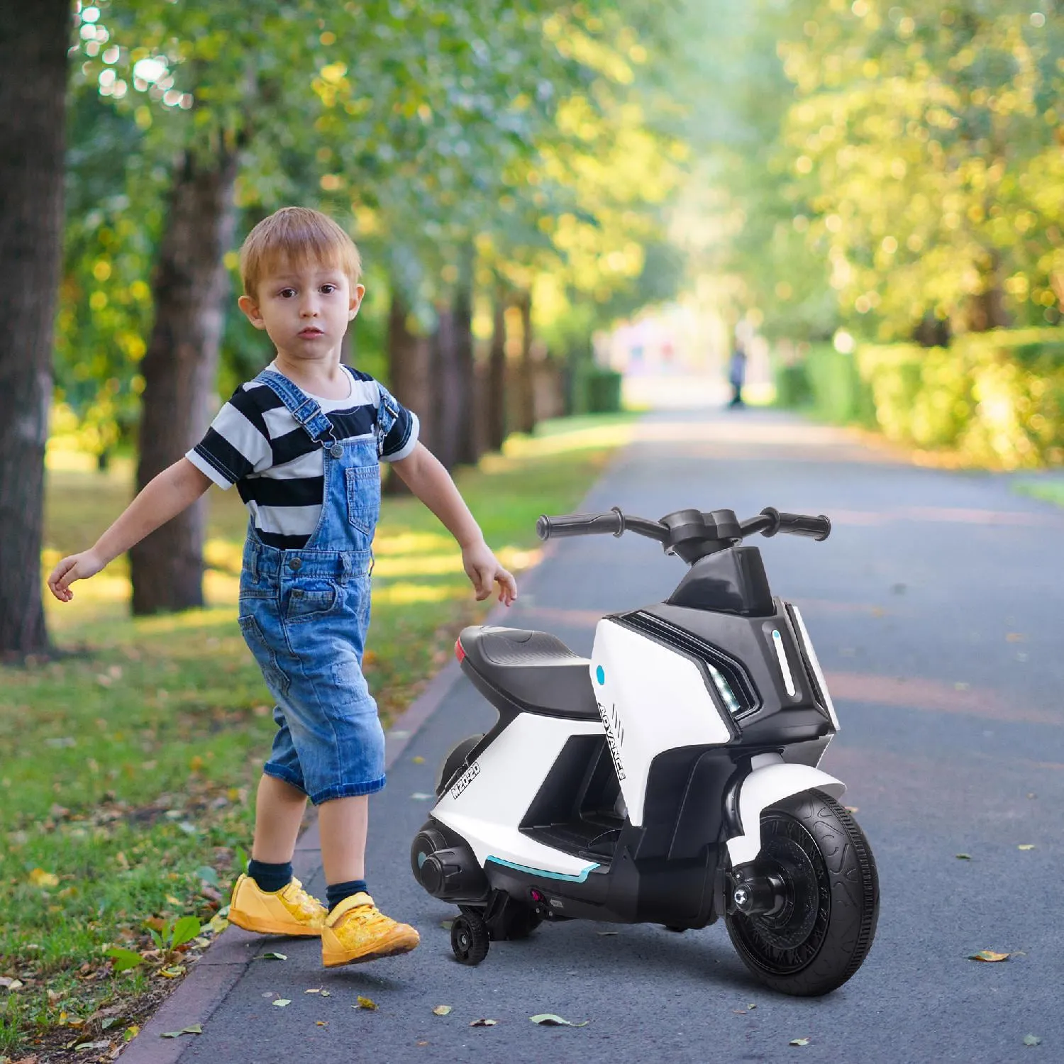 DecHome Moto Elettrica per Bambini a 3 Ruote con Fari e Musica 2+ Anni  colore Bianco - 168V90WT/370