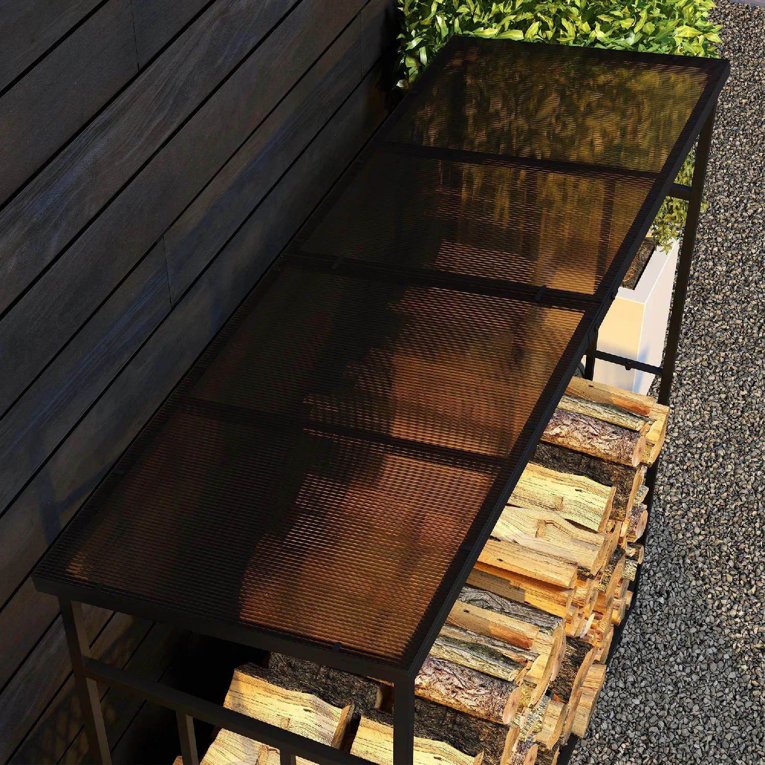 Legnaia da esterno in legno Metallo portalegna coperto casa Con Tetto