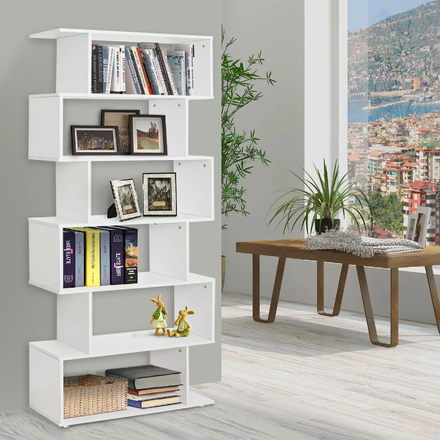 DecHome Libreria Design Scaffale In Legno 80x24x191 cm colore Bianco -  831037GT