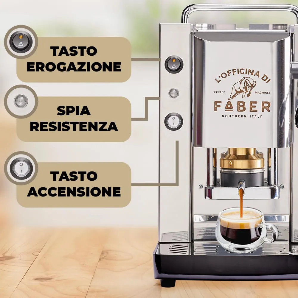 Faber Coffee Pro Total Inox - Macchina Caffé a Cialde Pompa a 15 Bar in  Acciaio colore Inox - PROINOXBAS