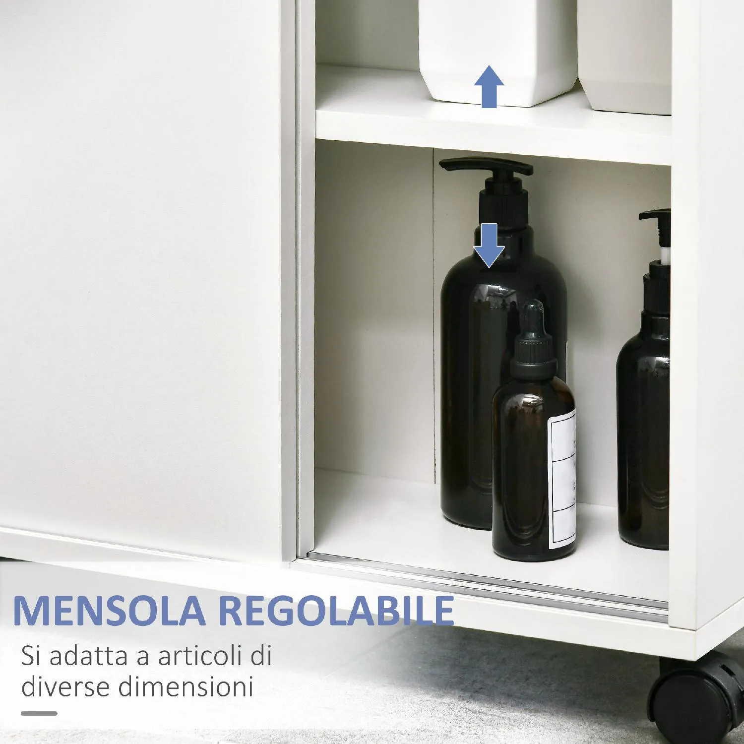 Lavatoio Con Mobile Mobile Bagno Sopra WC Con Porta Vetro - 4 Ripiani Regolabili, Bianco Moderno Scaffale Bagno Ripiani Regolabili - 5