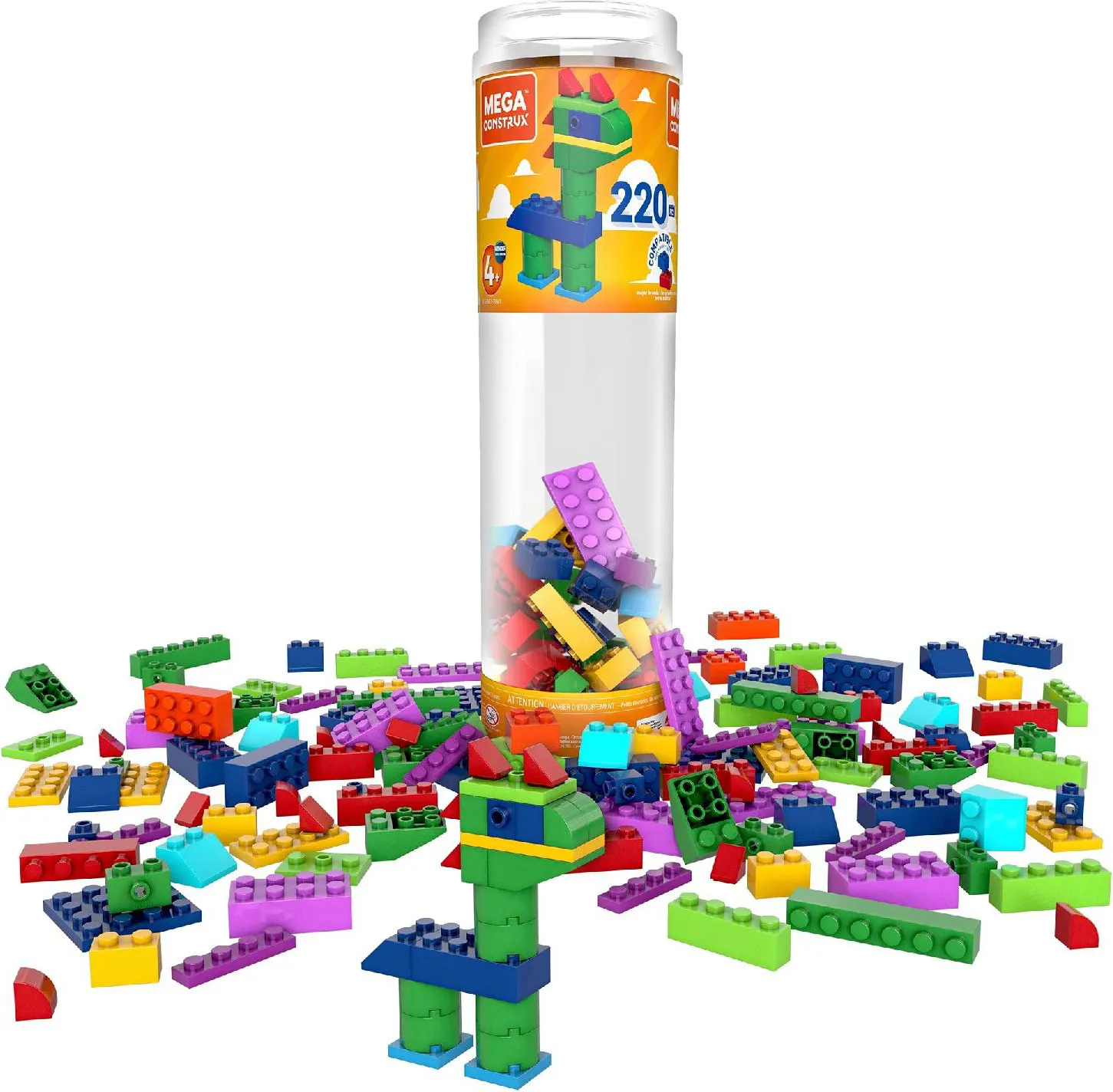 Mattel Mega Bloks Tubo Costruzioni Large 220 Pezzi Costruzioni per Bambini  da 5+ Anni - GVM51