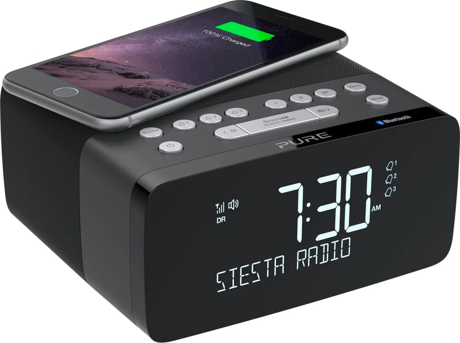 PURE Radiosveglia digitale Radio DAB Bluetooth Orologio Sveglia Piano per  ricarica wireless - 154501 Siesta Charge