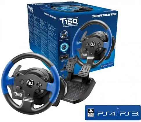 THRUSTMASTER Volante e pedaliera per PS4 PS3 PC USB colore Nero / Blu -  T150 Force Feedback - 4160628