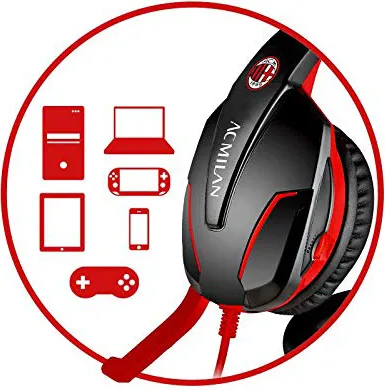 Techmade Cuffie Gaming, con Microfono, con filo, Colore Rosso/Nero -  TM-FL1-MIL