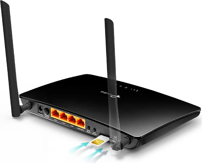 Tp-Link Modem Router Wifi Wireless WAN Slot per Scheda Sim 3G / 4G LTE LAN  10/100 Mbits 2 Antenne colore Nero - TL-MR6400