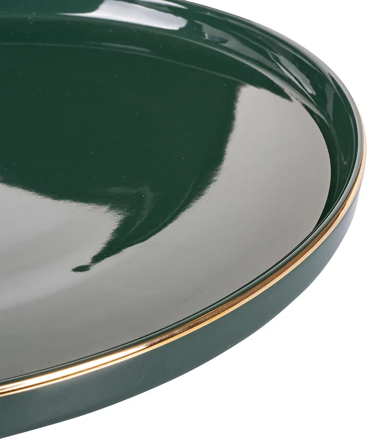 Villa deste Servizio piatti 12 pezzi in new bone china bordo oro 4 posti  tavola Luxury Green Colore Verde - 5911298