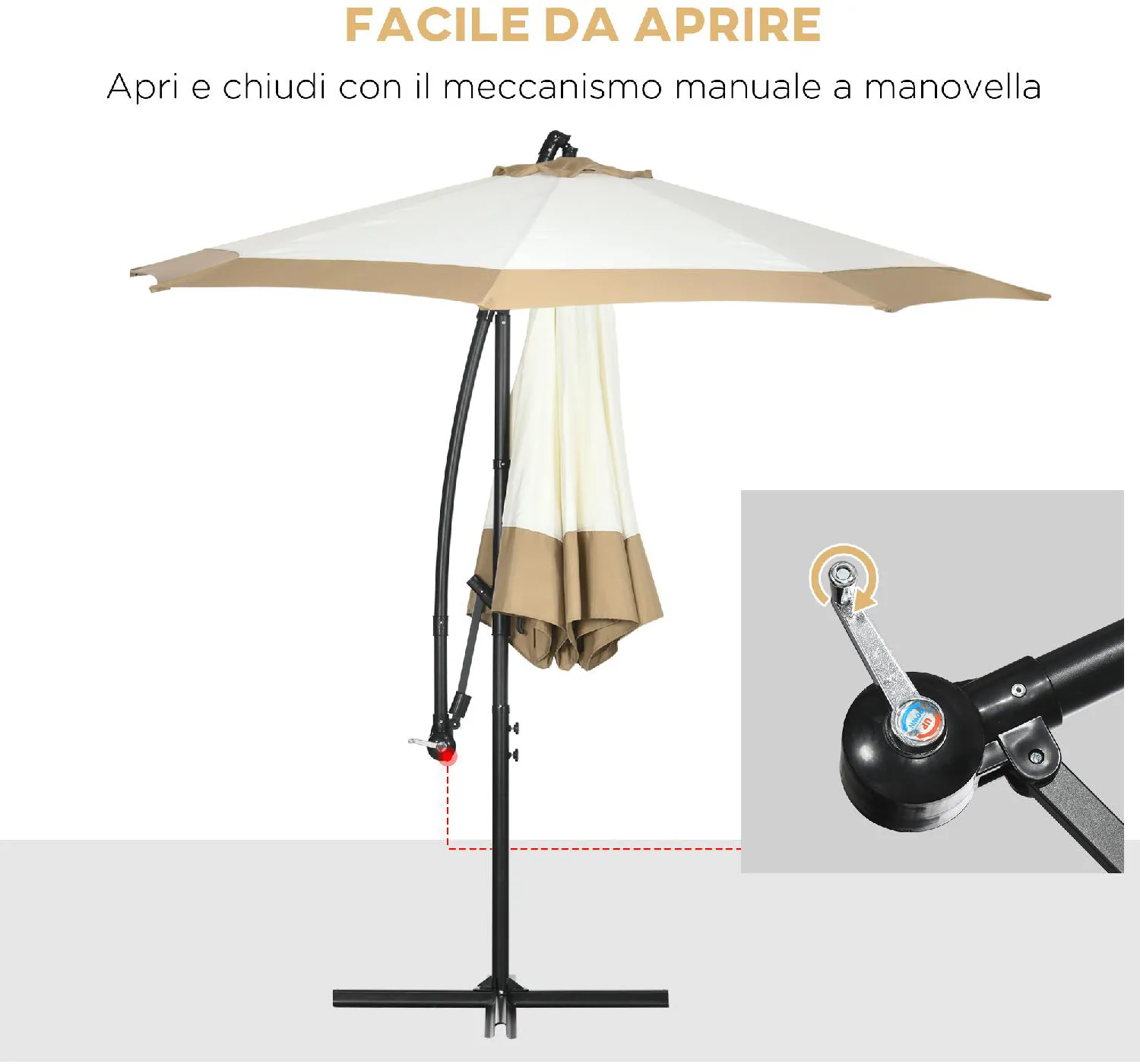 Ombrellone 350cm Ombrellone Da Mercato Ombrellone A Sbalzo Ombrellone Da Giardino Ombrellone A Pendolo Inclinabile Grigio 90364666 - 11