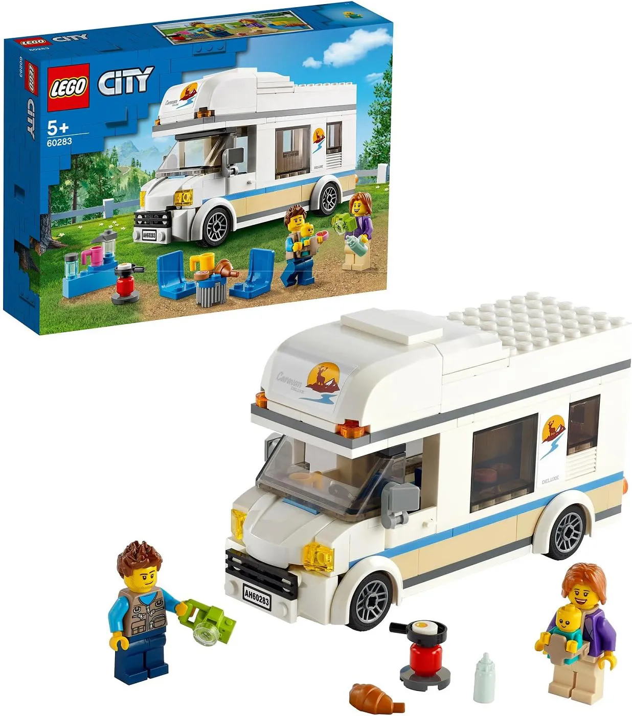 lego City - Camper delle Vacanze Modellino da Costruire di Roulotte  Giocattolo con Minifigure Costruzioni per Bambini da 5+ Anni - 60283