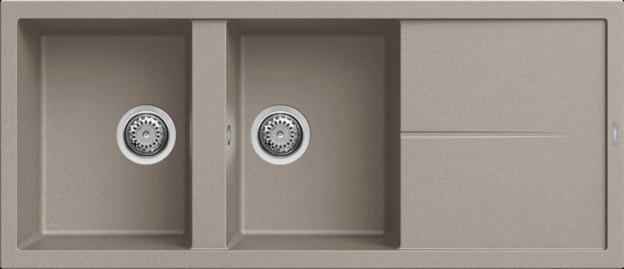 ELLECI Lavello Cucina 2 Vasche da Incasso 116 cm Tortora LGU50043 Unico 500