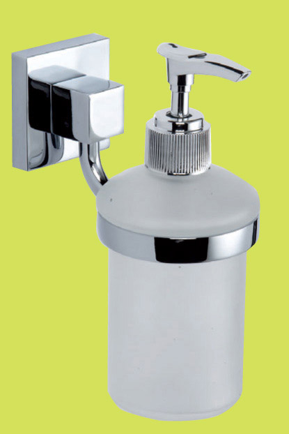 Dispenser Sapone Liquido Bagno da Parete Metallo cromato e Vetro satinato  R.A.